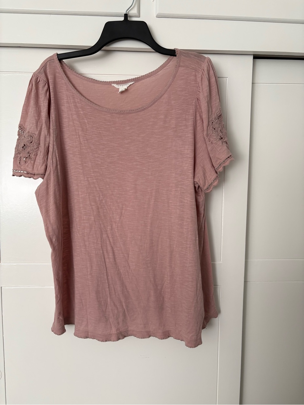 Caslon Dusty Rose Short Sleeve Tee with Lace Sleeve Detail